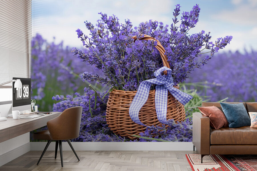 Wall murals Basket of purple flowers - Image 5