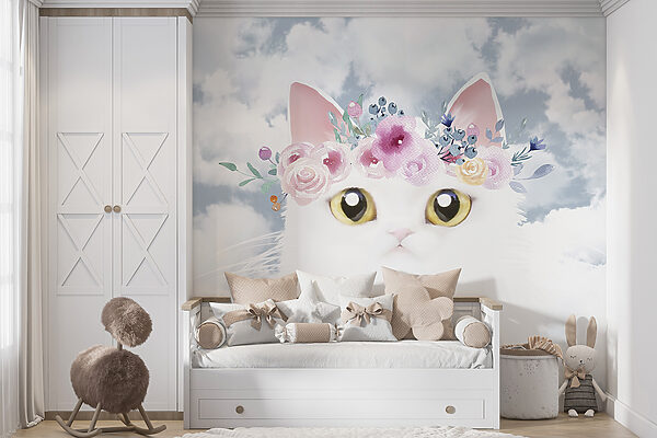 Cat with flowers on its head Cat with flowers on its head