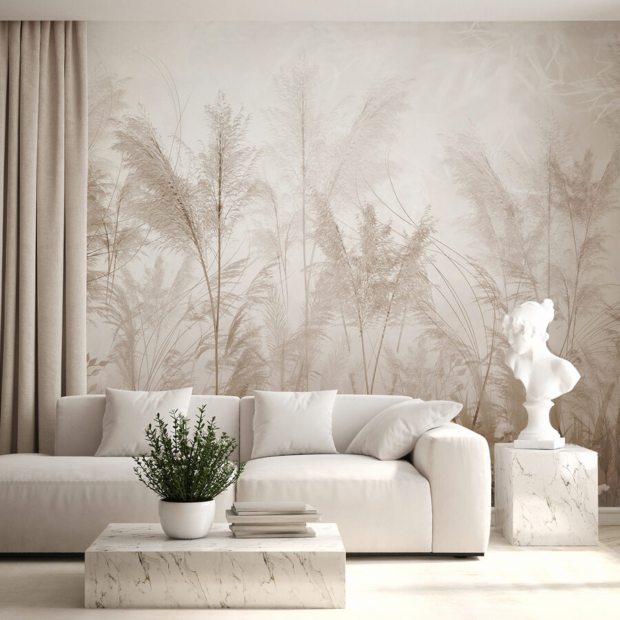 Wall murals Field of grass with flowers