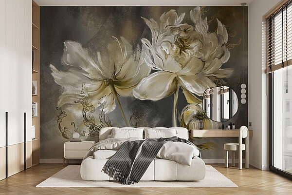 Painting of flowers on a surface Painting of flowers on a surface