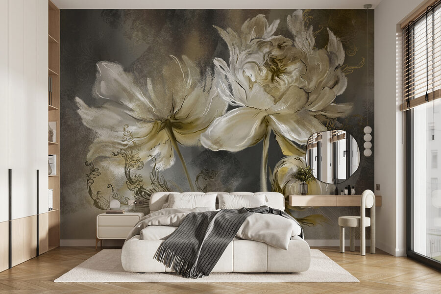 Painting of flowers on a surface Painting of flowers on a surface