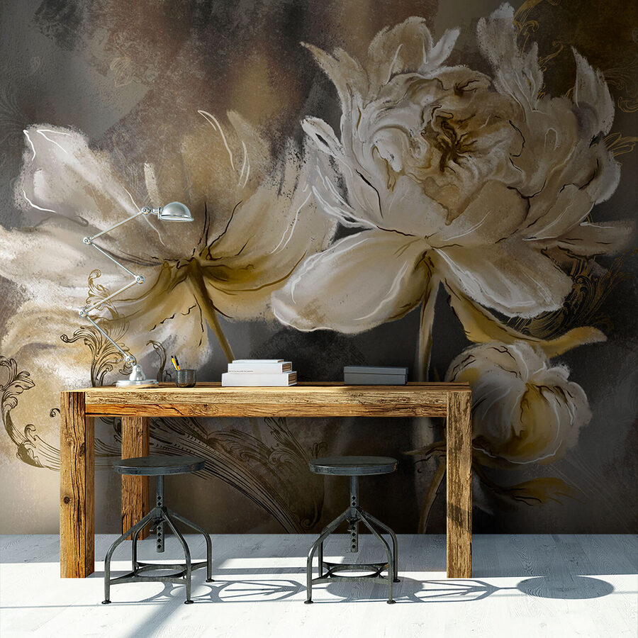 Painting of flowers on a surface Painting of flowers on a surface