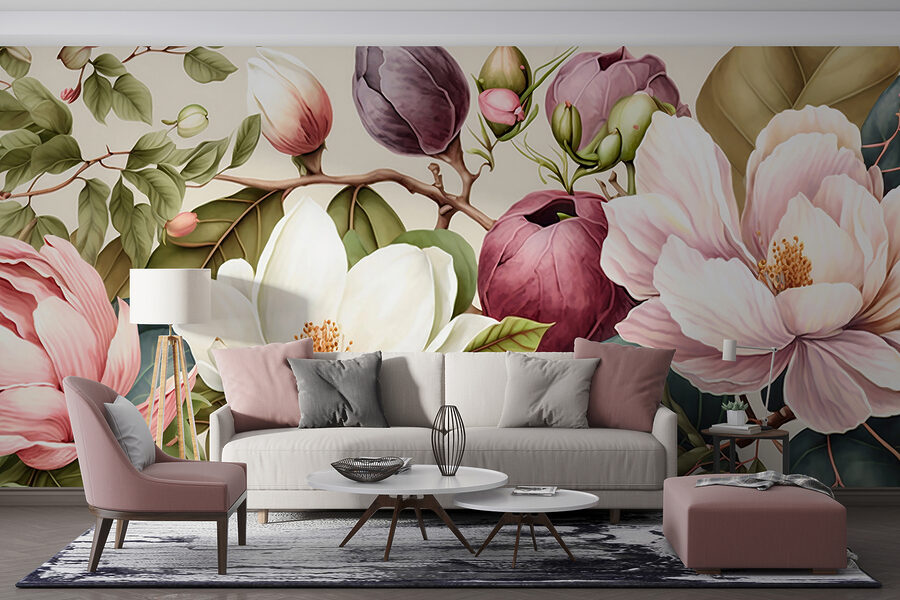 Wall murals Vibrant blossoms in harmonious arrangement. - Image 4