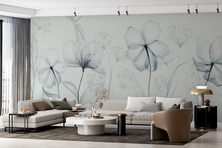 Transparent flowers with leaves