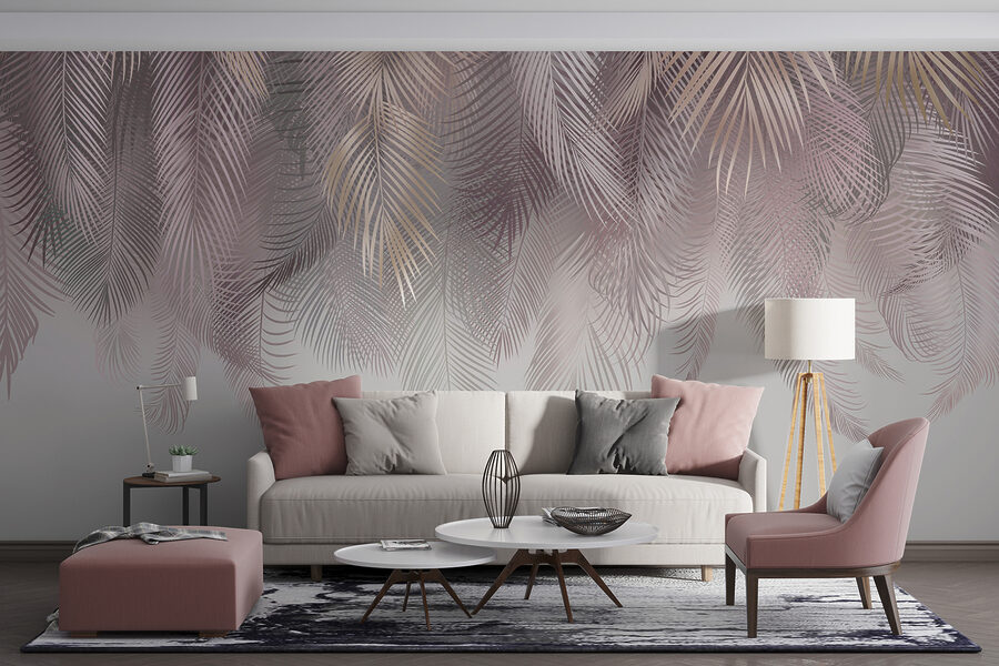 Wall murals Delicate leaves in soft pastel hues. - Image 3