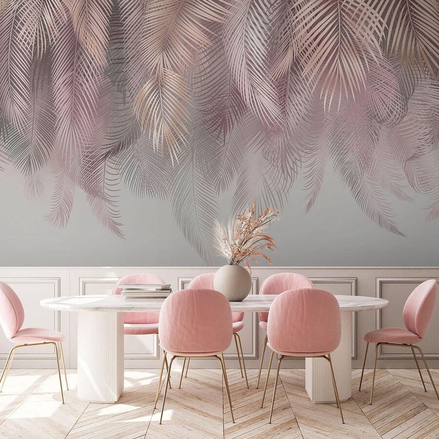 Wall murals Delicate leaves in soft pastel hues. - Image 4