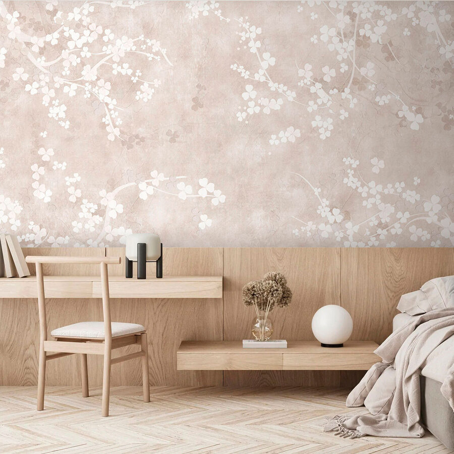 Wall murals White flowers on a beige background - Image 4