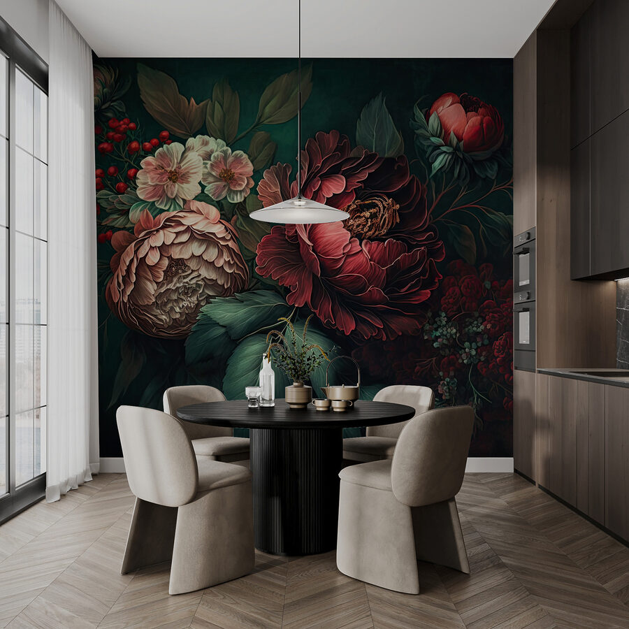 Painting of flowers and leaves Painting of flowers and leaves