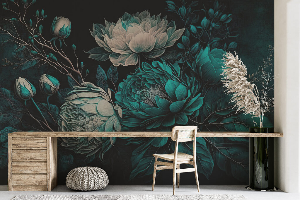 Emerald blooms on a dark background