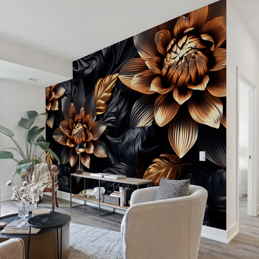 Wall murals Bronze blooms in midnight shadows. - Image 5