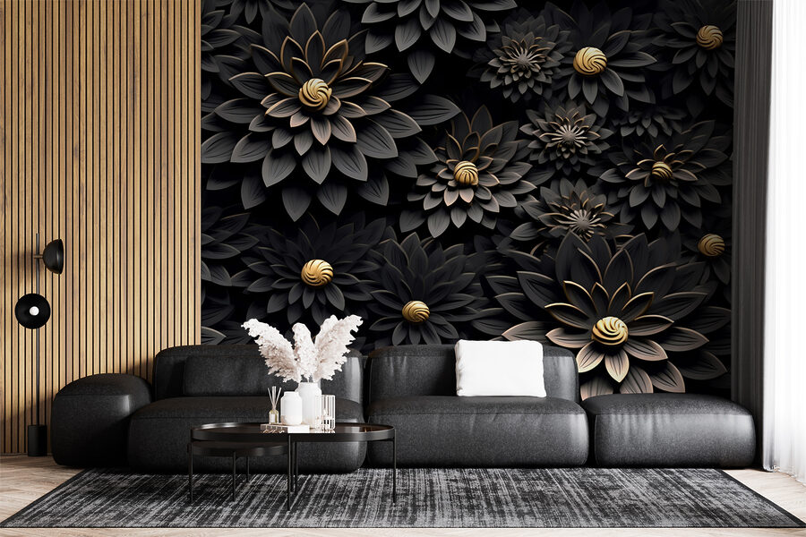 Elegant monochrome blooms with metallic centers Elegant monochrome blooms with metallic centers
