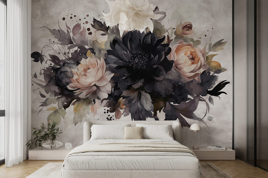 Painting of flowers and leaves