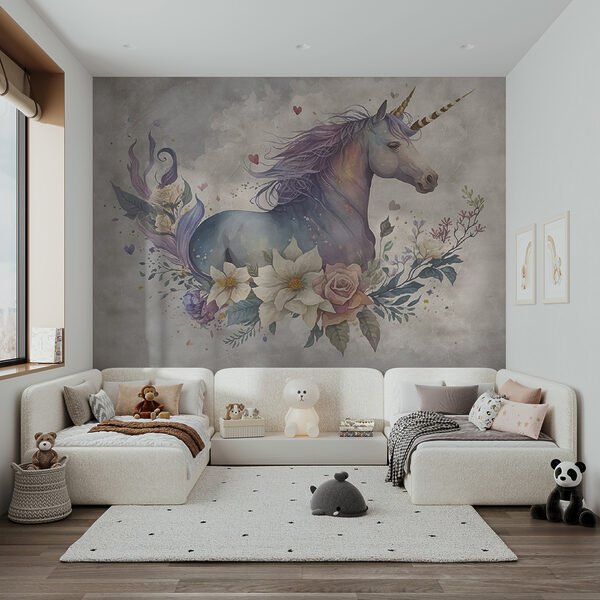 A unicorn with flowers and leaves A unicorn with flowers and leaves