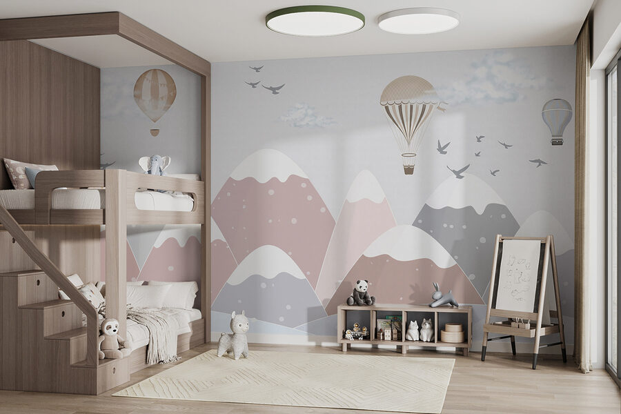 Wall murals Hot air balloon flying over mountains - Image 3