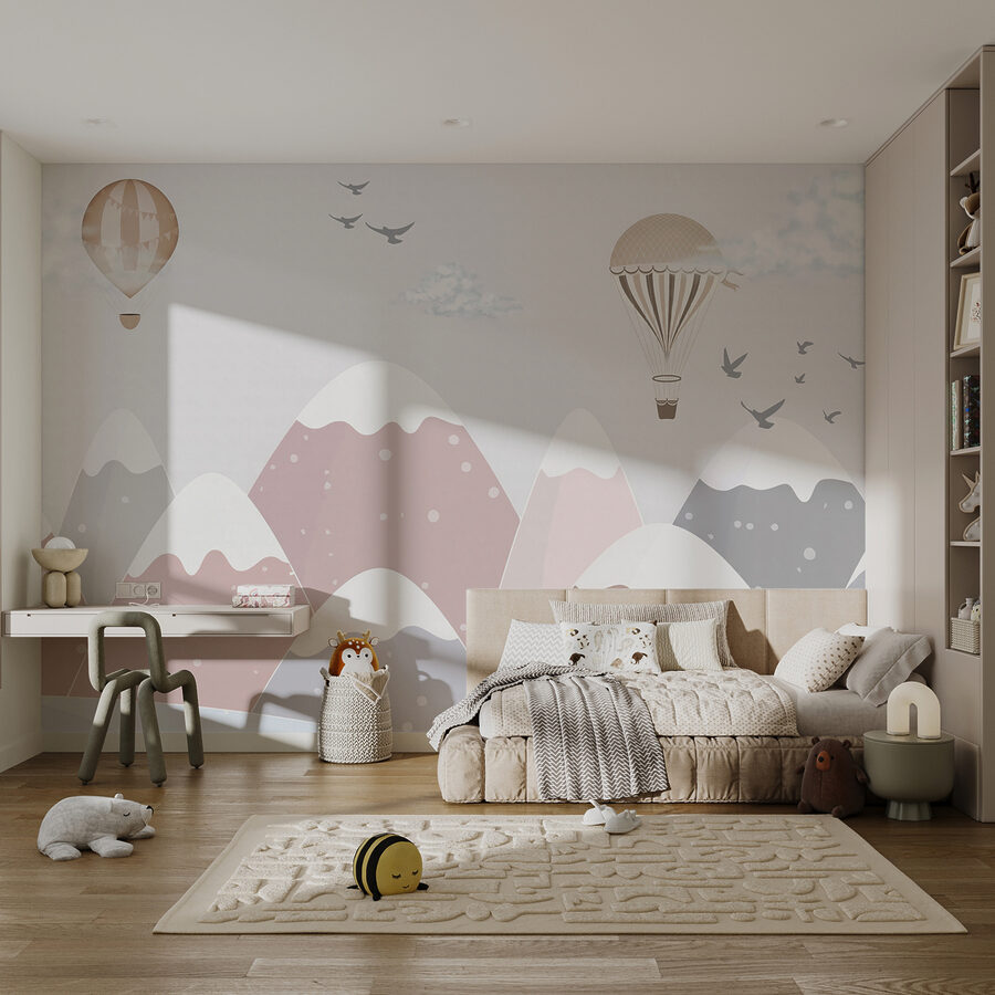Wall murals Hot air balloon flying over mountains - Image 4