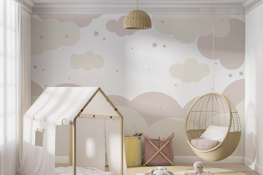 Wall murals Pink and white clouds and stars - Image 4