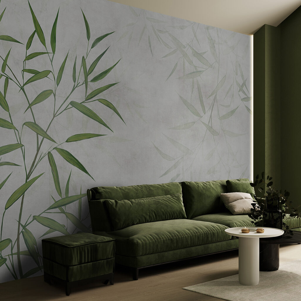 Green leaves on a white background