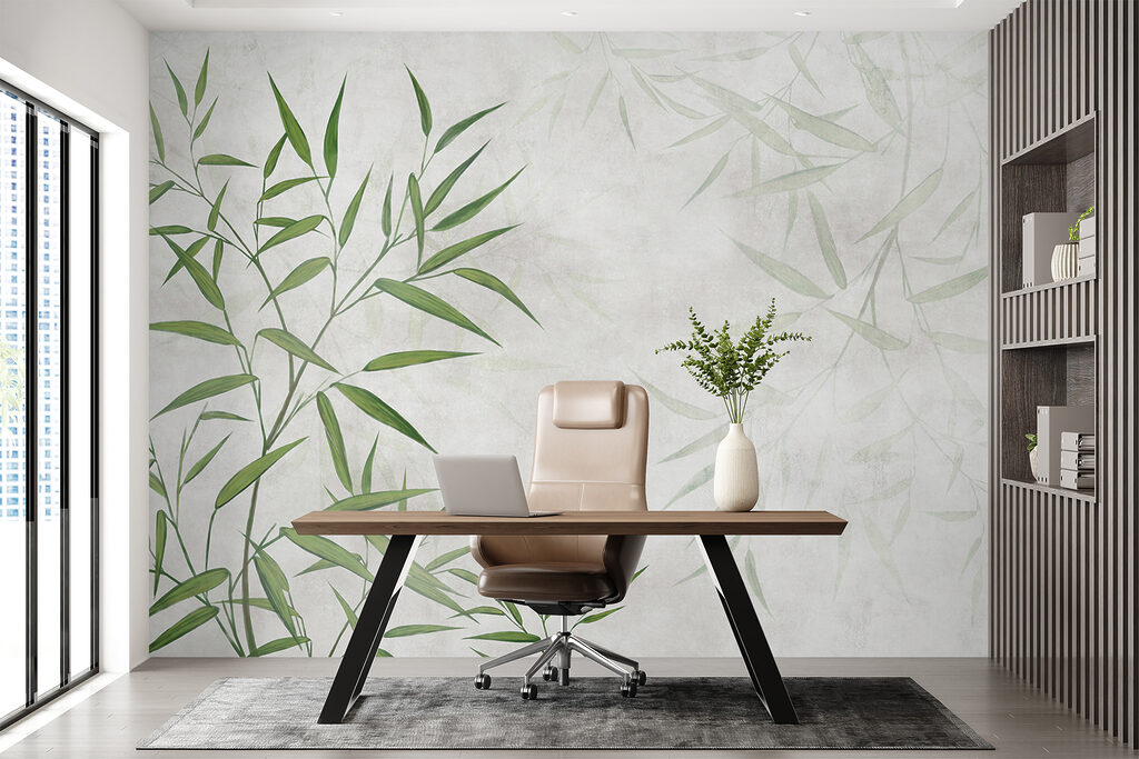 Green leaves on a white background