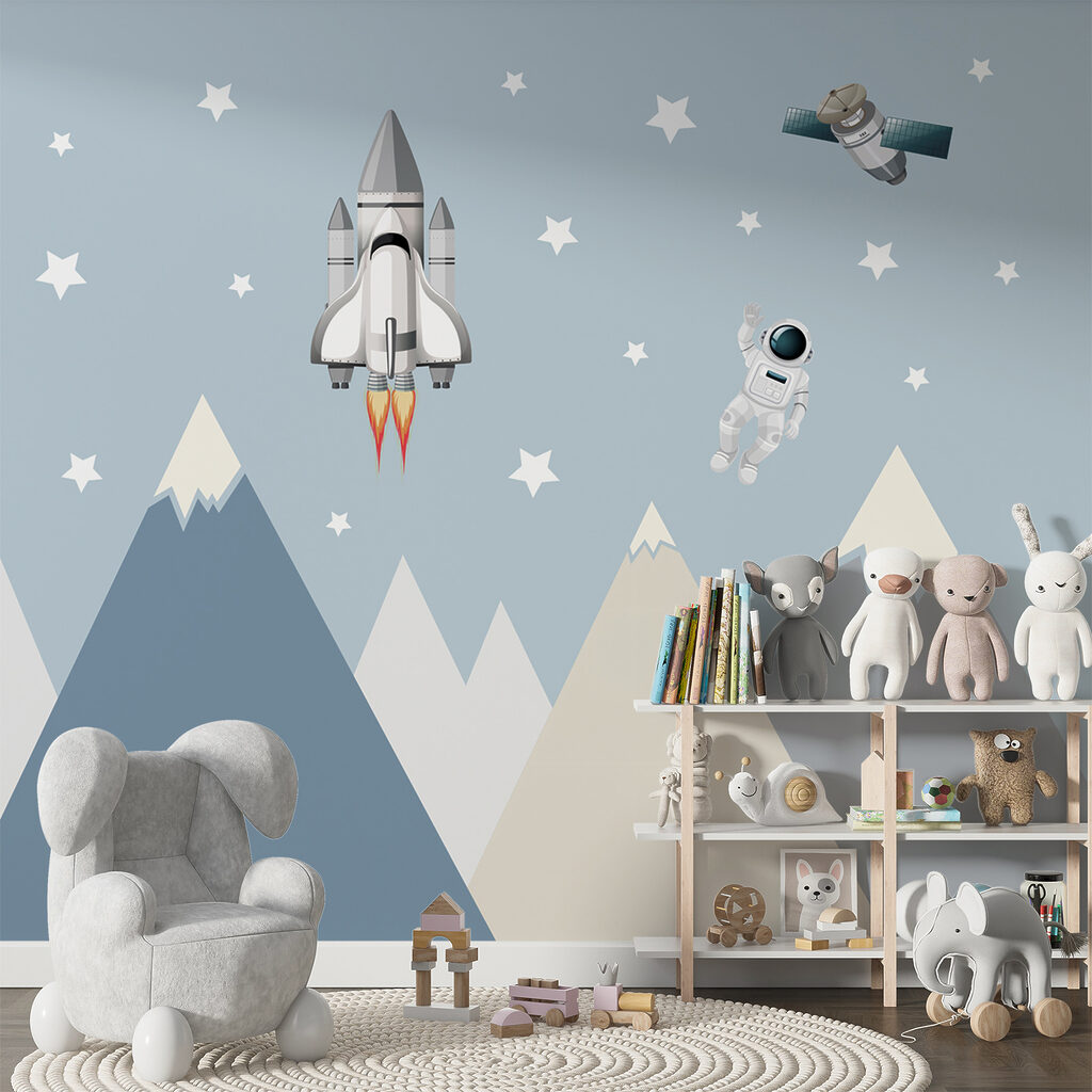 Space shuttle and astronaut in the sky Space shuttle and astronaut in the sky