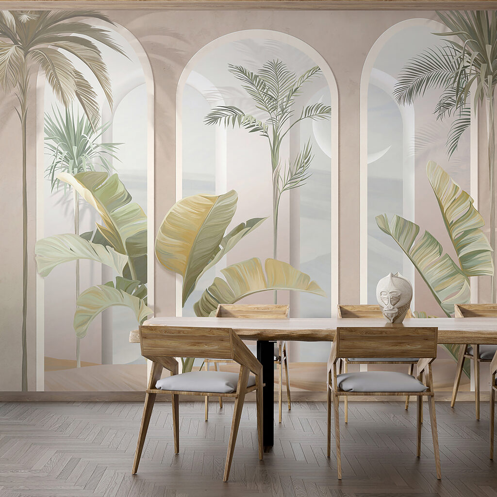 Wall mural of a room with palm trees u96402pik1ms 1024x1024 - Wall mural of a room with palm trees