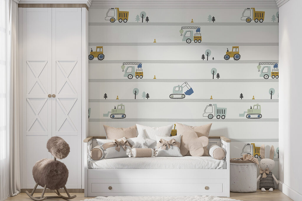 Pattern of cars and trees