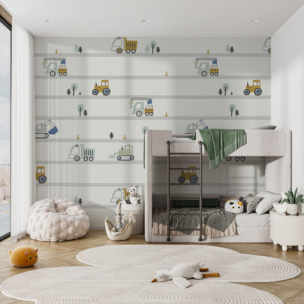 Pattern of cars and trees