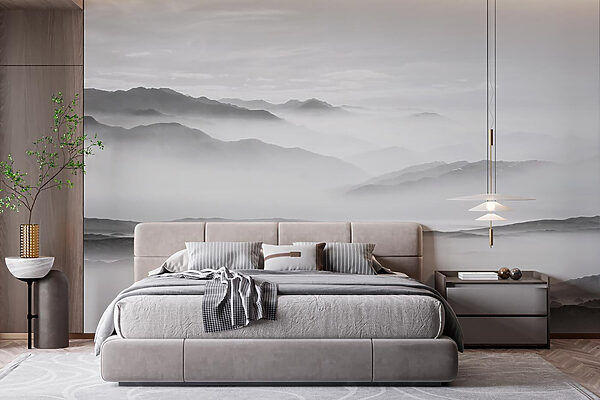 Foggy landscape with mountains Foggy landscape with mountains