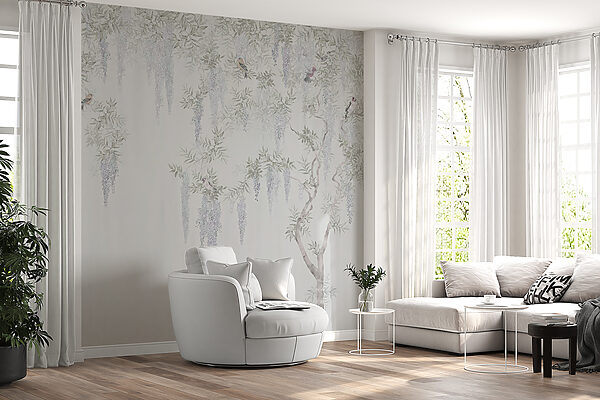 Wallpaper with flowers and birds Wallpaper with flowers and birds