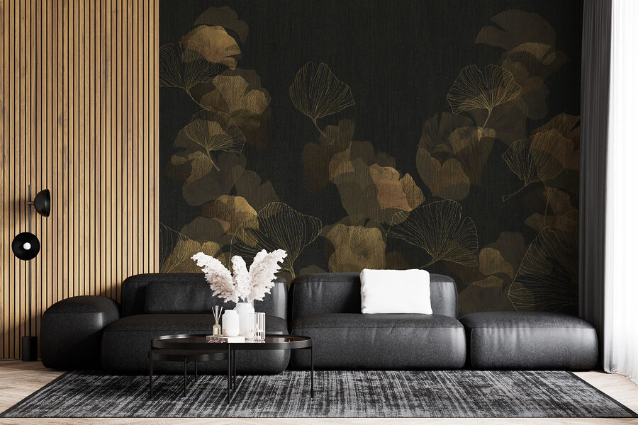 Elegant leaves on a dark background.