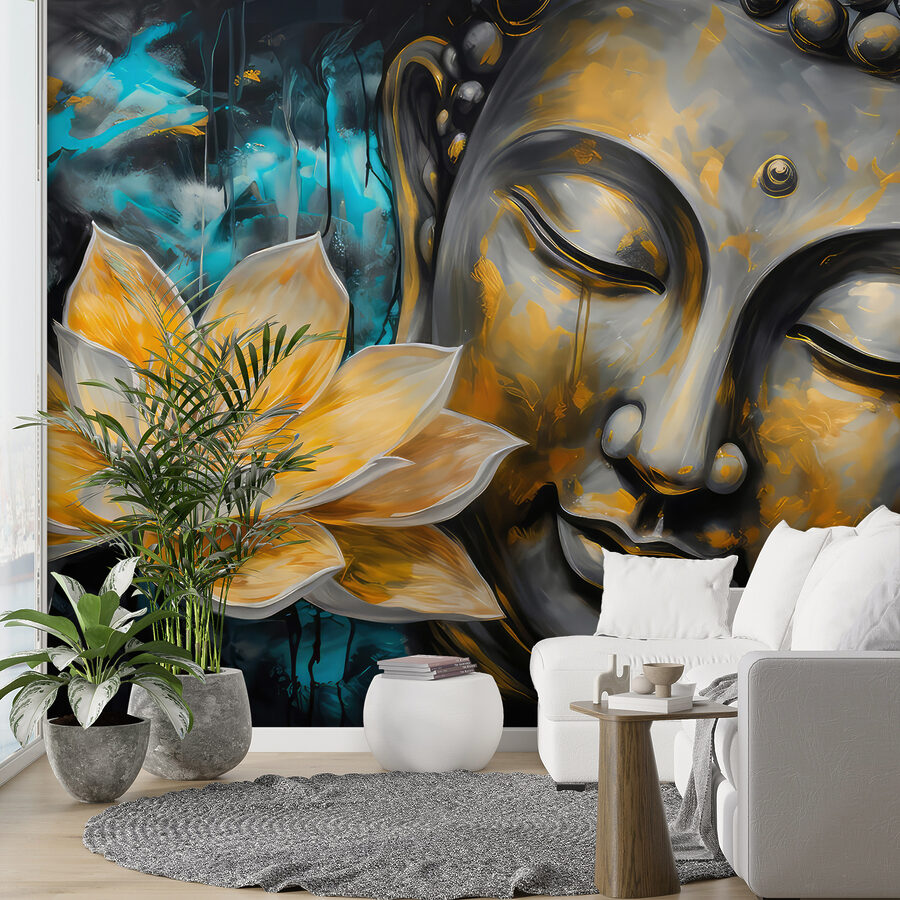 Painting of a face and a flower