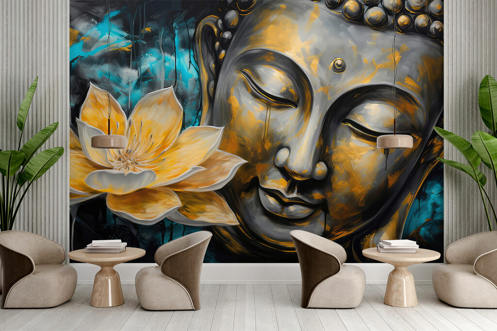 Painting of a face and a flower Painting of a face and a flower