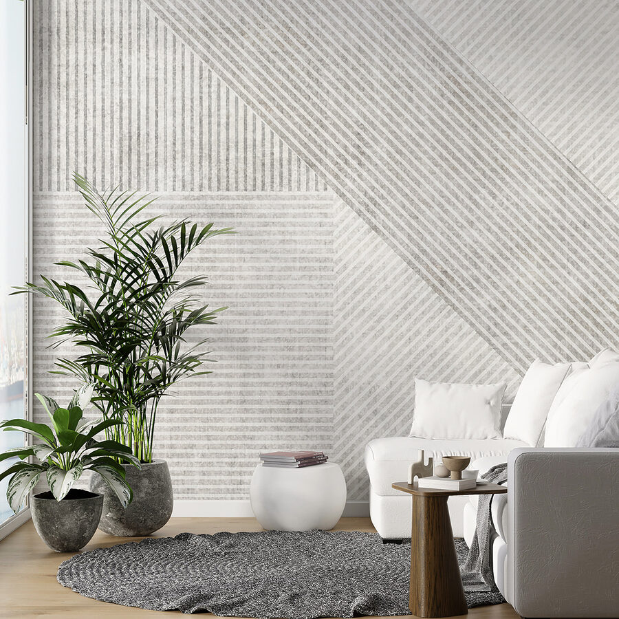 Wall murals White and gray striped pattern - Image 7