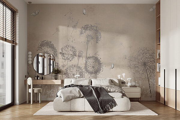 A white and grey flowers with butterflies flying in the air A white and grey flowers with butterflies flying in the air