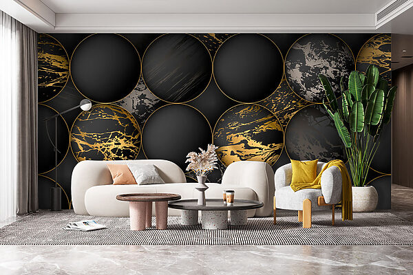 Elegant orbs with metallic splashes Elegant orbs with metallic splashes