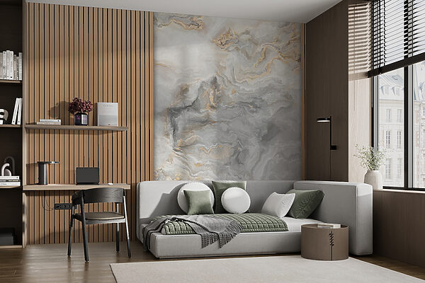 A marble and wood paneling A marble and wood paneling