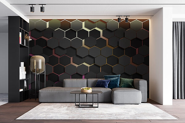 A group of black hexagons A group of black hexagons