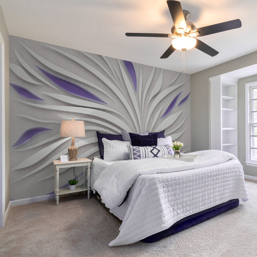 A white and purple swirls on a wall A white and purple swirls on a wall
