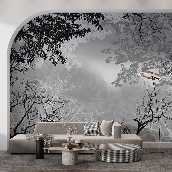 A group of trees with branches and leaves A group of trees with branches and leaves