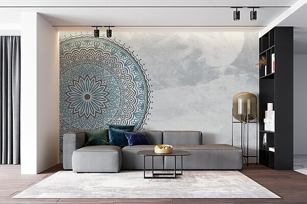 A blue and grey mandala