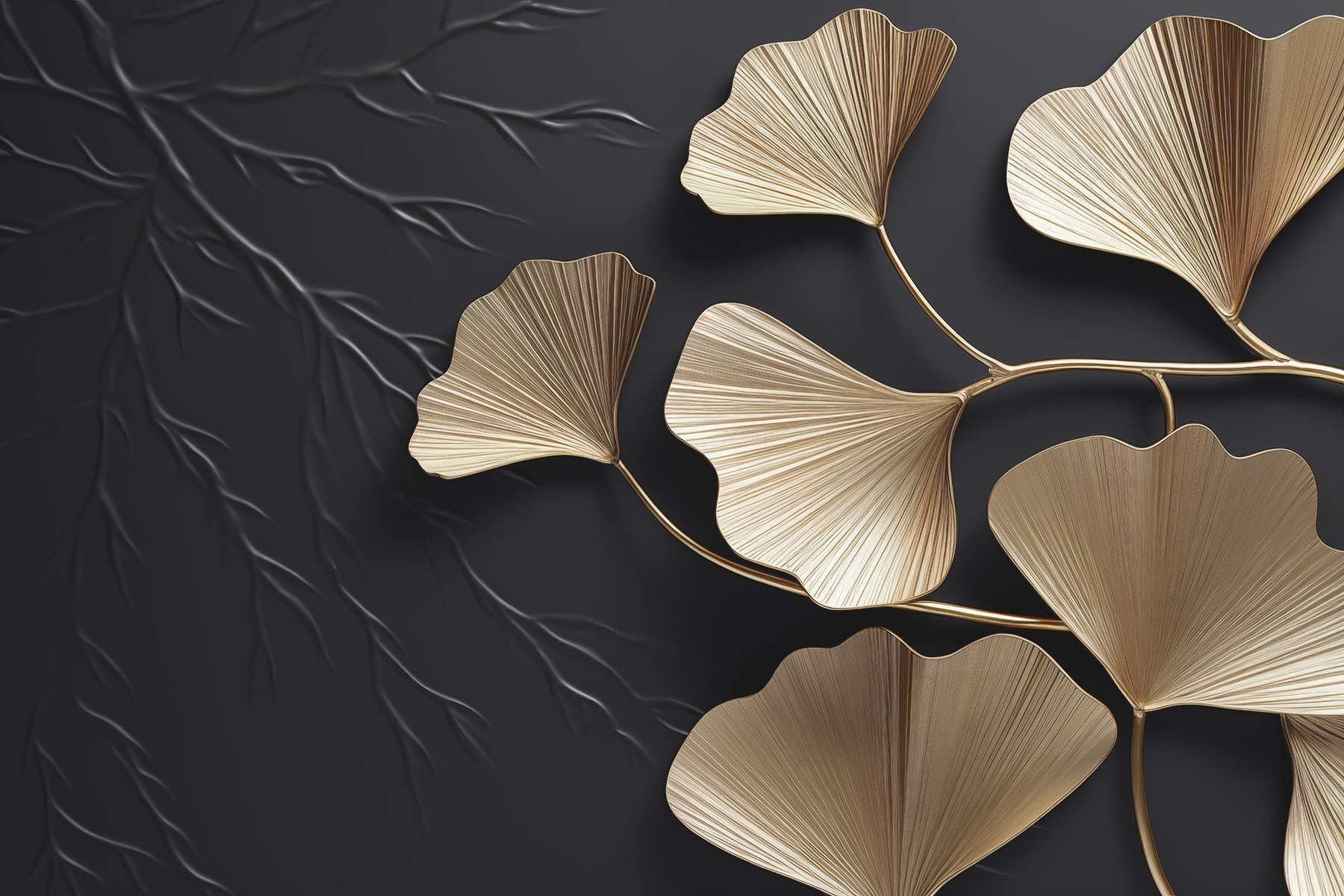 Elegant leaves against a dark backdrop Elegant leaves against a dark backdrop