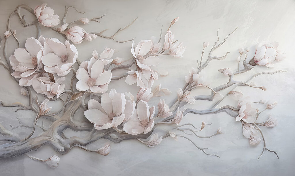 Painting of flowers on a wall Painting of flowers on a wall
