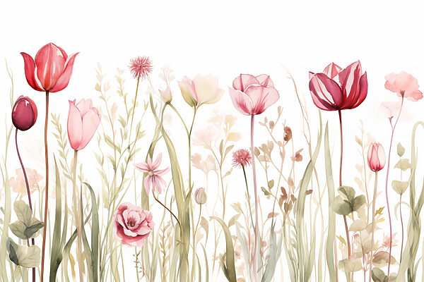 Painting of flowers and grass Painting of flowers and grass