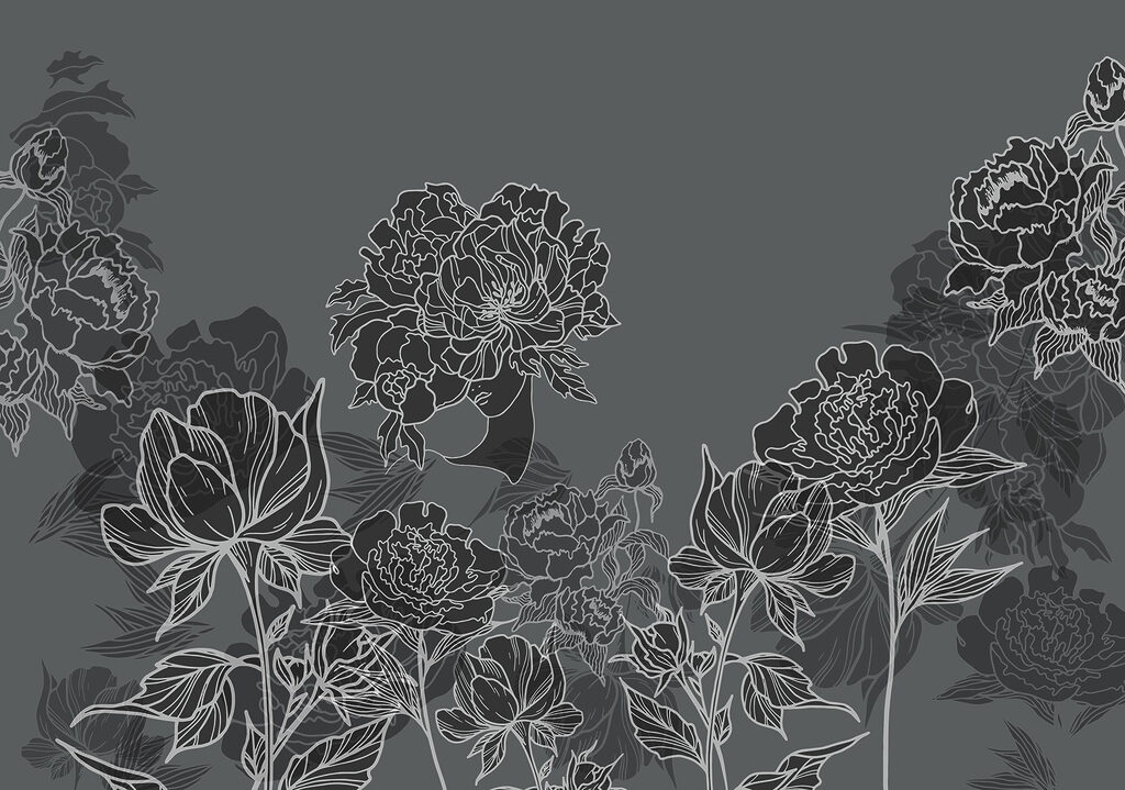 Group of flowers on a gray background Group of flowers on a gray background