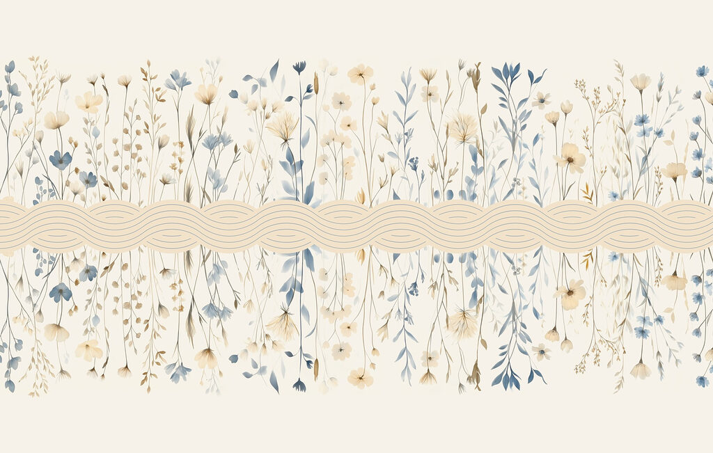 Floral pattern with blue and white flowers Floral pattern with blue and white flowers