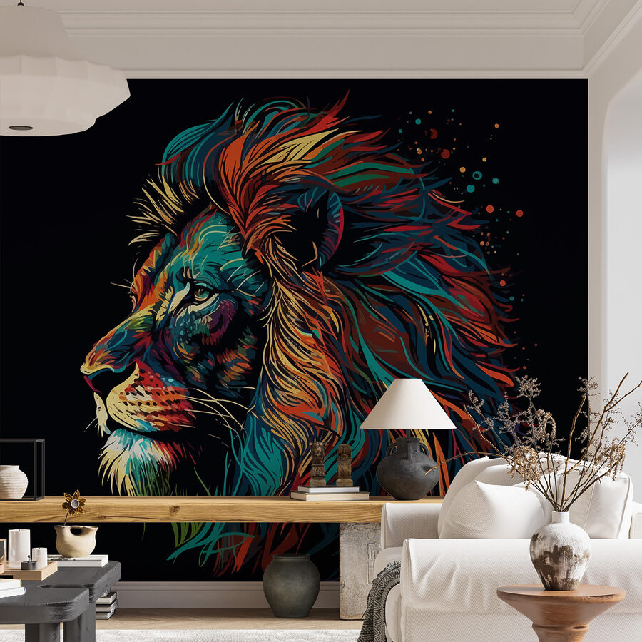 Wall murals A colorful lion with long mane - Image 5