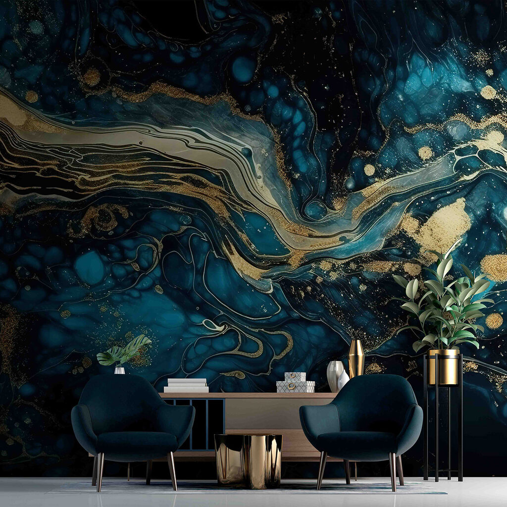Azure currents embracing metallic hues