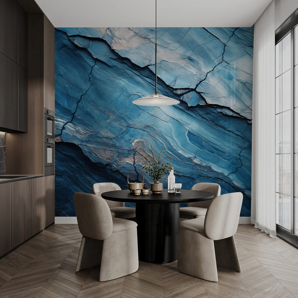 Abstract blue rock formations and textures