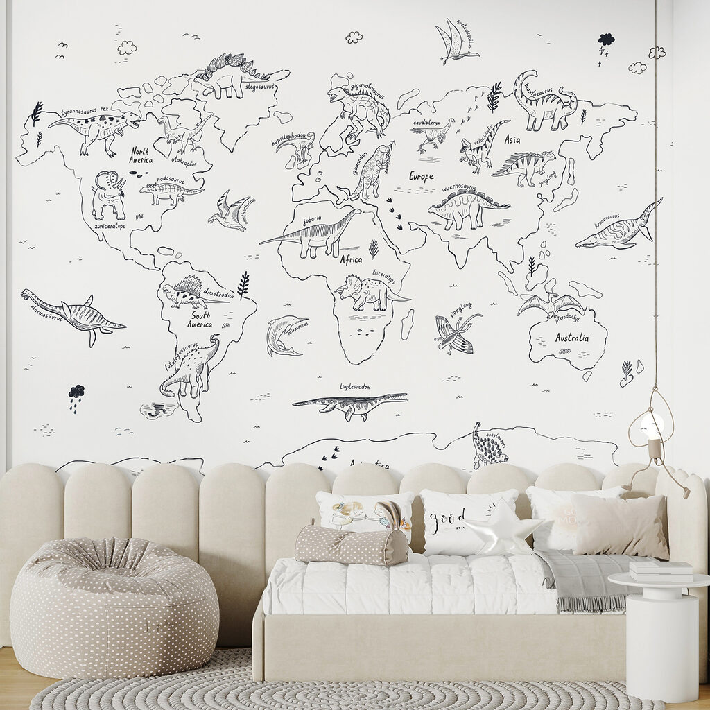A map of the world with dinosaurs u98793pir3ms 1024x1024 - A map of the world with dinosaurs