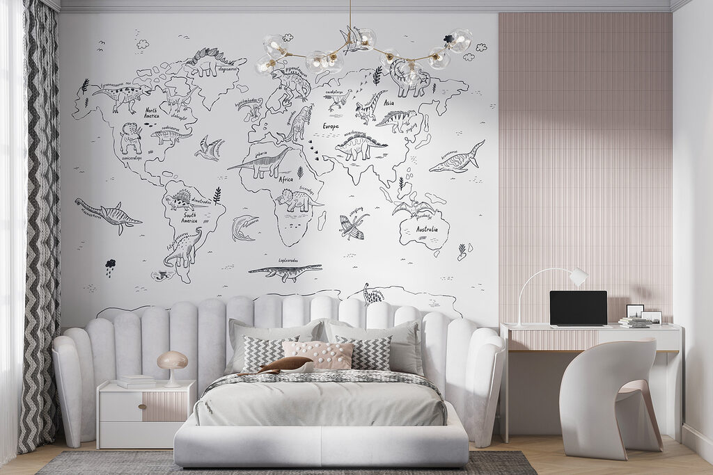 A map of the world with dinosaurs u98793pir7mr 1024x683 - A map of the world with dinosaurs