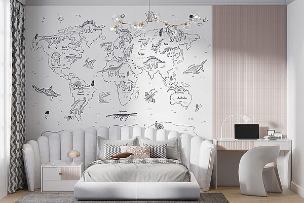 A map of the world with dinosaurs u98793pir7mr 600x400 - A map of the world with dinosaurs